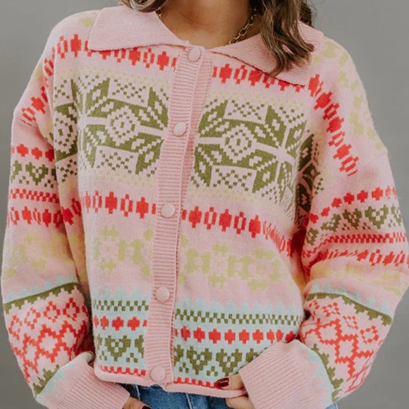 &merci Sweaters - &Merci pink Button-Front Cardigan Sweater